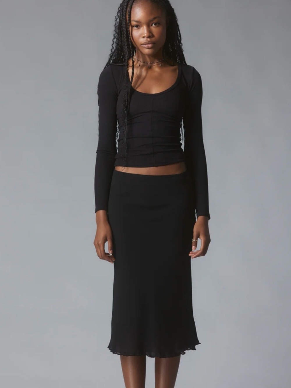 Unif Double layer ruffle bias skirt with elastic waist XL goth classic grunge